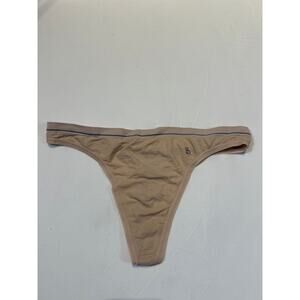 NWOT Vintage Barely There Cotton Blend Thong – Beige – Size 7